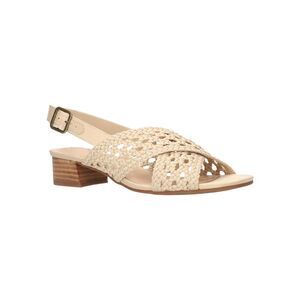 BELLA VITA Womens Beige Woven Zahara Square Toe Block Heel Slingback Sandal 8 M